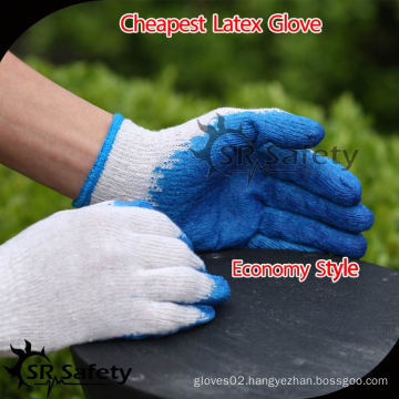 SRSAFETY 10G knitted smooth blue latex gloves cheapest gloves blue work rubber gloves